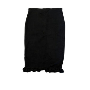 Women's MAX STUDIO Knit Sweater Skirt Black Ribbed Ruffle Hem Knee Lengt Skirt M